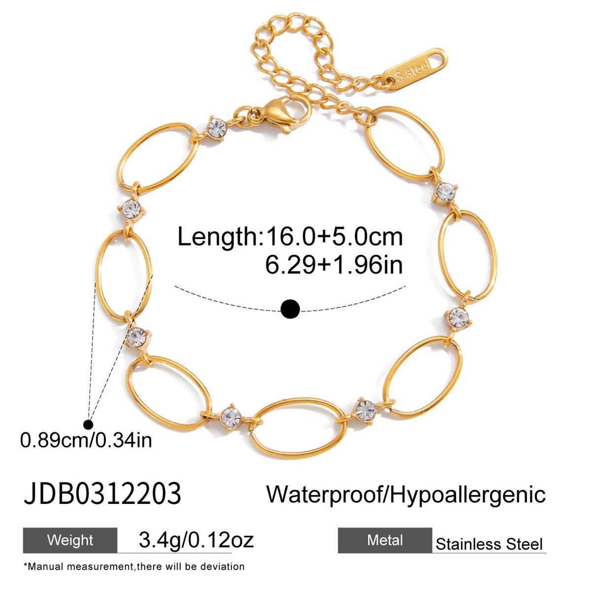 Youthway Delicate Crystal Hollow Bracelet For Women 18K Gold Plated Stainless Steel Bracelet Simple Fashion Jewelry Gift