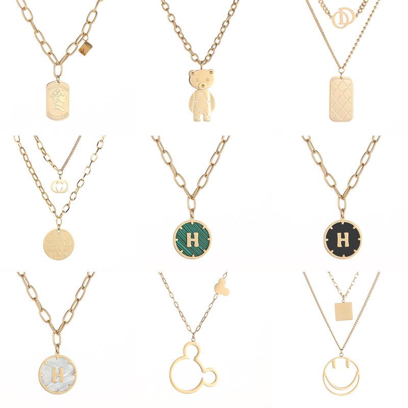 Titanium Steel Necklace Women'S Niche Design Sense Tag Sweater Chain Metal Wind Stainless Steel Collarbone Chain