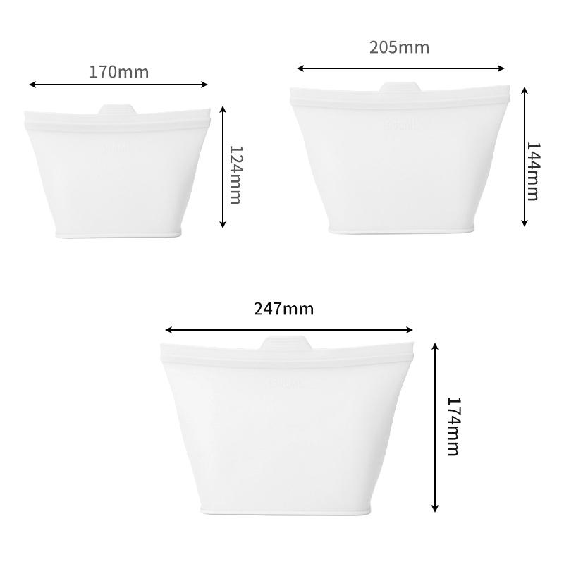 3Pcs Silicone Food Storage Bag Reusable Stand Up Zip Leakproof Containers Fresh Bag Food Storage Fresh Wrap Ziplock