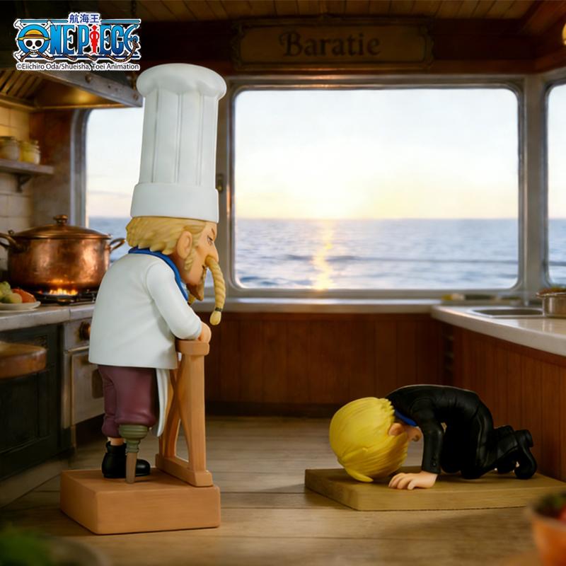 דמות רשמית של ONE PIECE זף וסנג'י - "אל תצטנן, אידיוט!"""" סצנת מסעדת ברטייה, מתנה אספנות מאנימה."""
