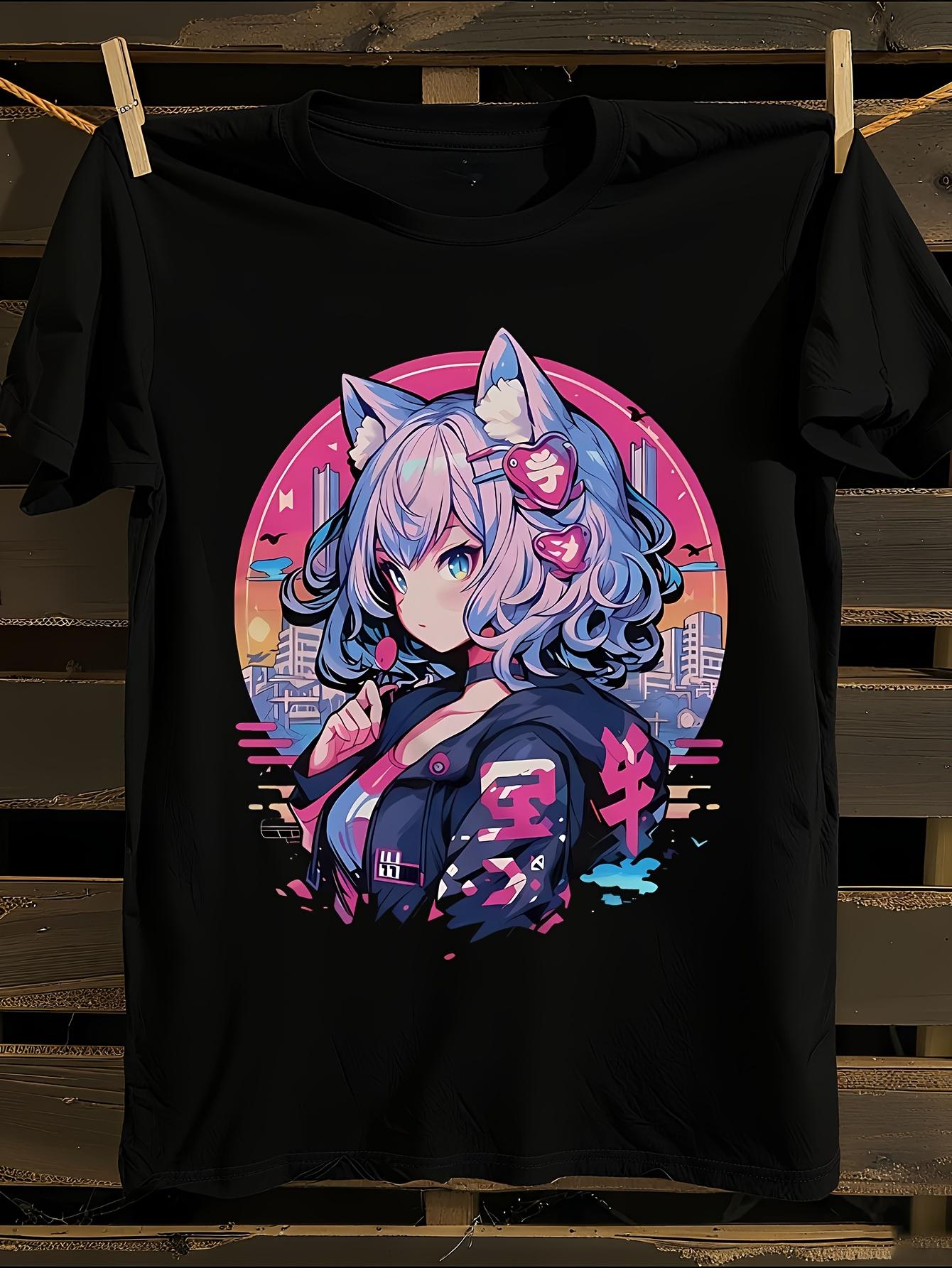 Retro Anime Cyberpunk Girl Graphic T-shirt XXXXL