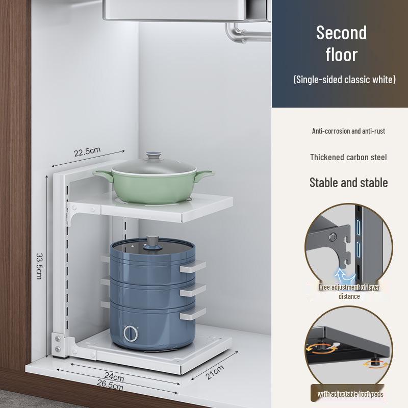 Flerlagrigt köksförvaringsställ för bänkskivor och under diskbänken - Organisera kastruller och stekpannor