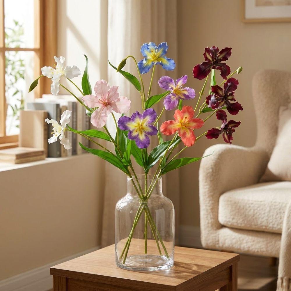 Realistic Simulation Silk Flowers Long Branch Faux Flower Luxury Fake Iris Stem  Party Decor