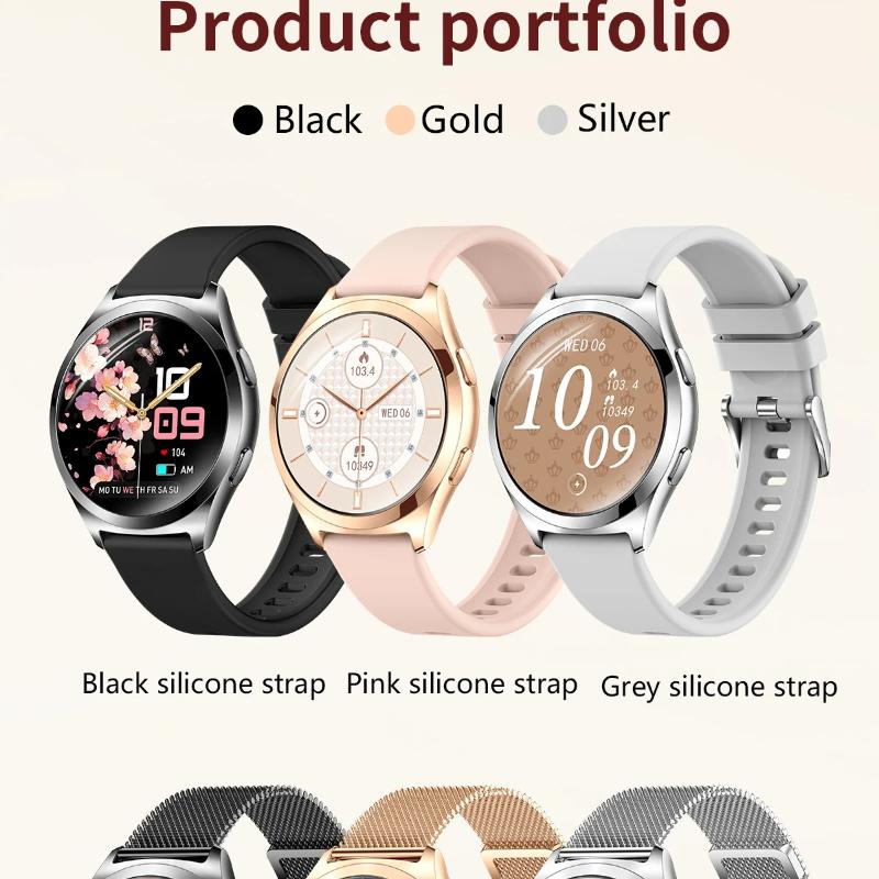 Luxury Smart Watch for Woman Health Monitoring 1.27" Bluetooth Call Custom Dial Women's Bracelet Sports Health Monitor Smartwatch Ladies Gift