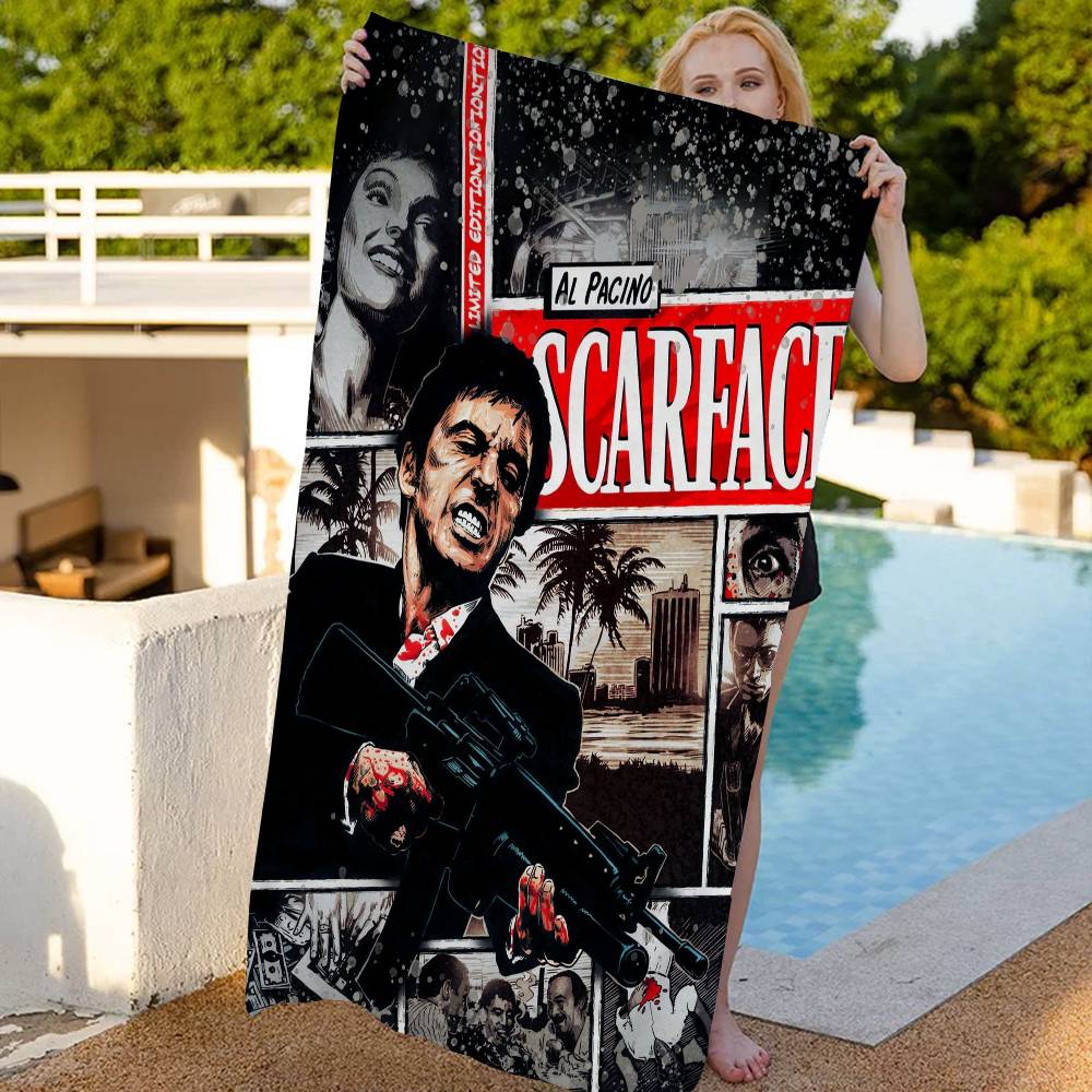 Classic Film S-Scarface Bath Towel Microfiber Soft Water Absorbing Breathable For Girl Kids Decorative Cartoon Beach Towel