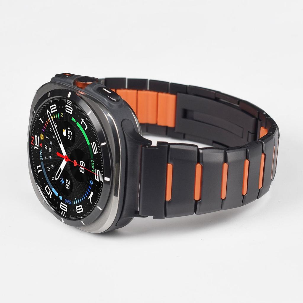 Compatible Two-Color Rubber Folding Buckle Wristband for Samsung Galaxy Watch 8