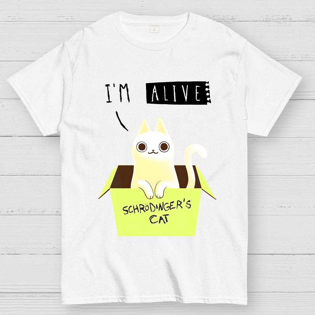 I'm Alive Schrödinger's Cat Unisex 100% Cotton Summer Casual Cool Loose T-Shirt