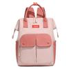 Colorblock Nylon Convertible Backpack with Dual Front Flap Pockets Top Handle Casual Daypack for Women Daily