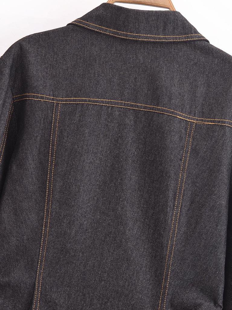 2025 Spring Women's Casual Denim Shirt and Pants Set