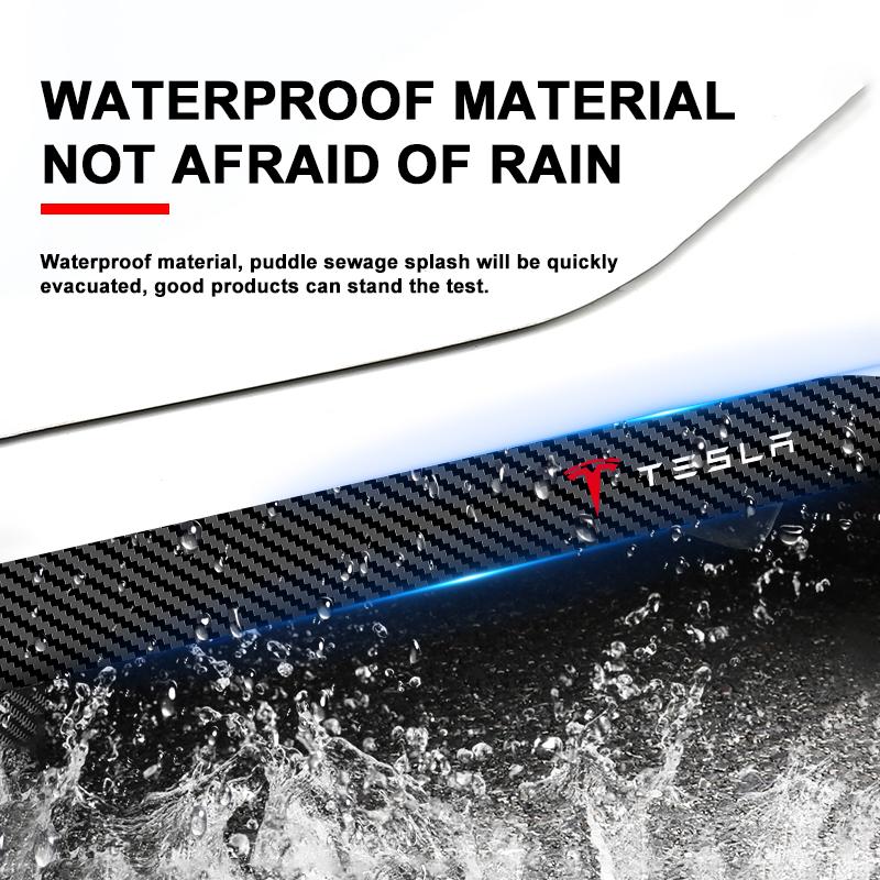 2pcs Car Side Skirt Sill Carbon Fibre Body Protection 3D Sticker For Tesla Model S Model X Model Y Cybertruck Model 3 Model Y