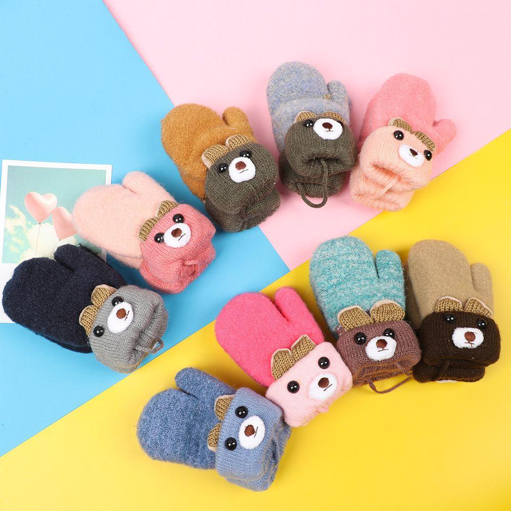 New Hot Elastic Boys Girls Cute Cartoon Kids Gloves Knitted Mittens Thick Warm