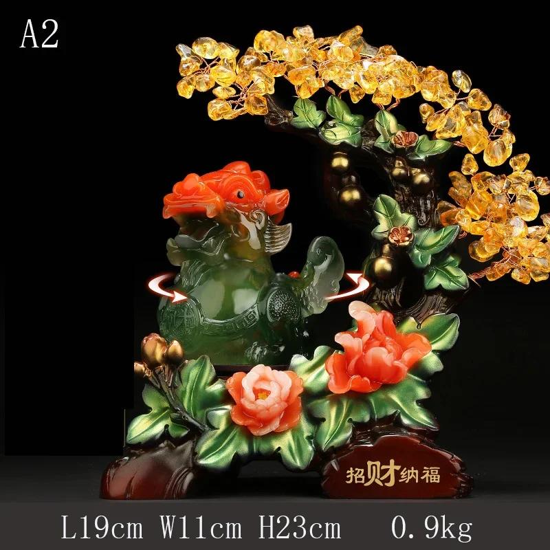 Lucky Golden Toad, Pixiu, Pi Yao, Money Tree Resin Statue, Crafts Ornaments, Gift for Home, Office, Desktop Decor