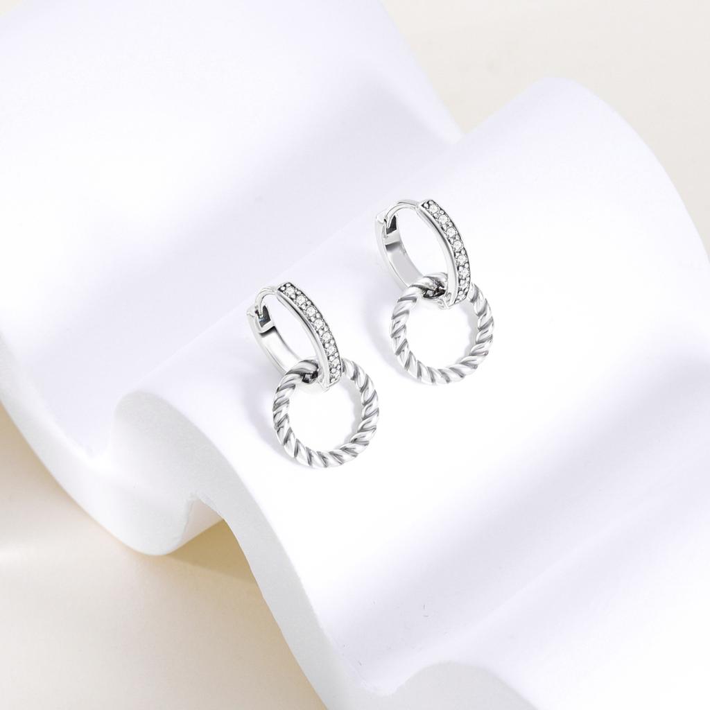 Silver Plated U Round Heart Shape CZ Zircon Earrings Hoop Earrings For Women DIY Making Jewelry Gift