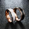 Roségold Farbe Weiß Schwarz Charms Ring für Frau Mann Individuell Gravieren Name Hochzeit 316L Edelstahl Nie Verblassen