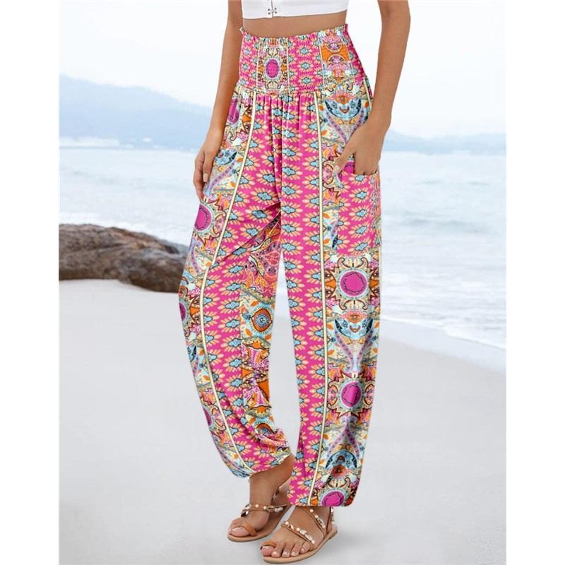 

Женские брюки Свободные повседневные брюки с высокой талией и принтом для женщин XXL