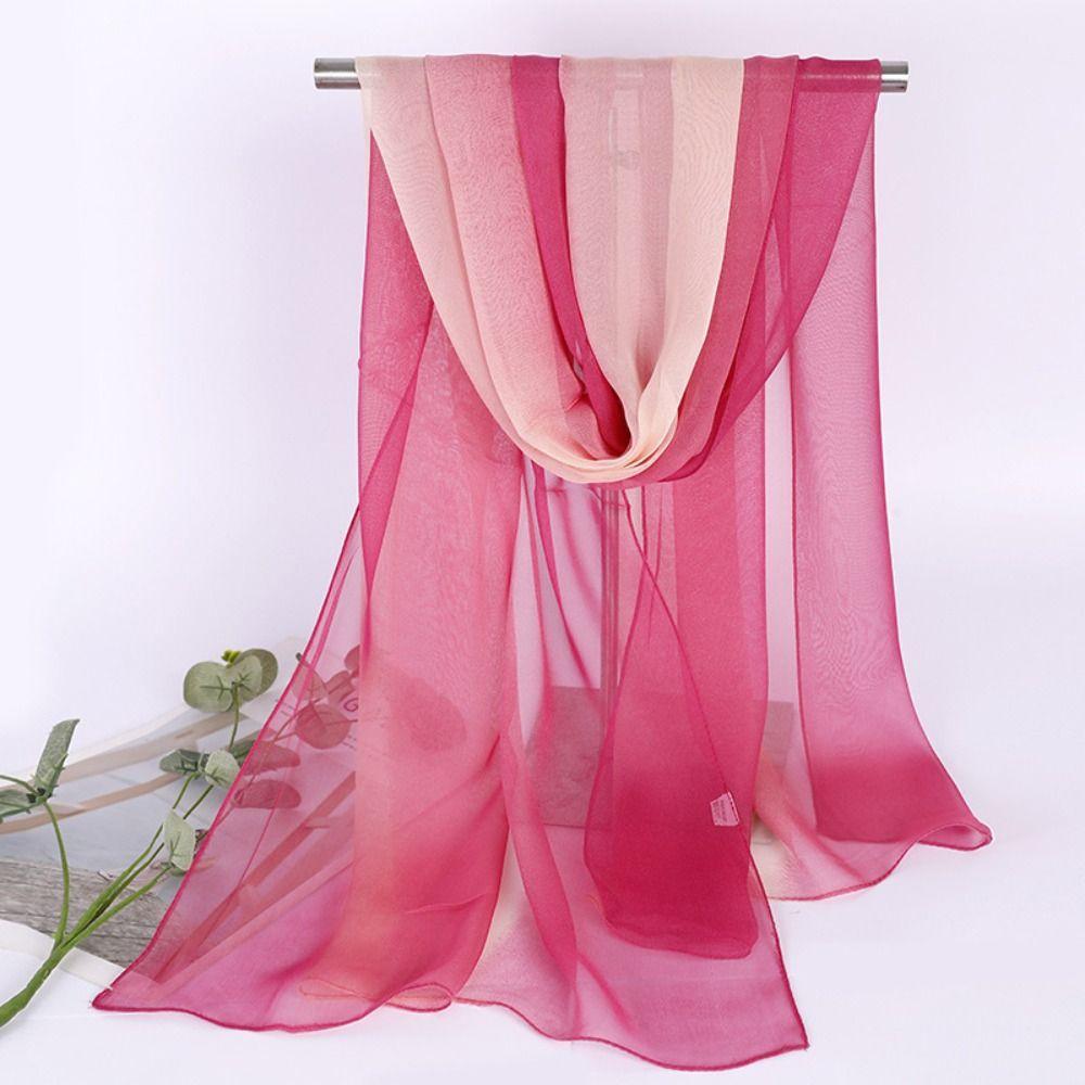 Silky Touch Neck Scarf Gradient Color Shawl Hijab Fashion Long Gauze Headwrap for Women