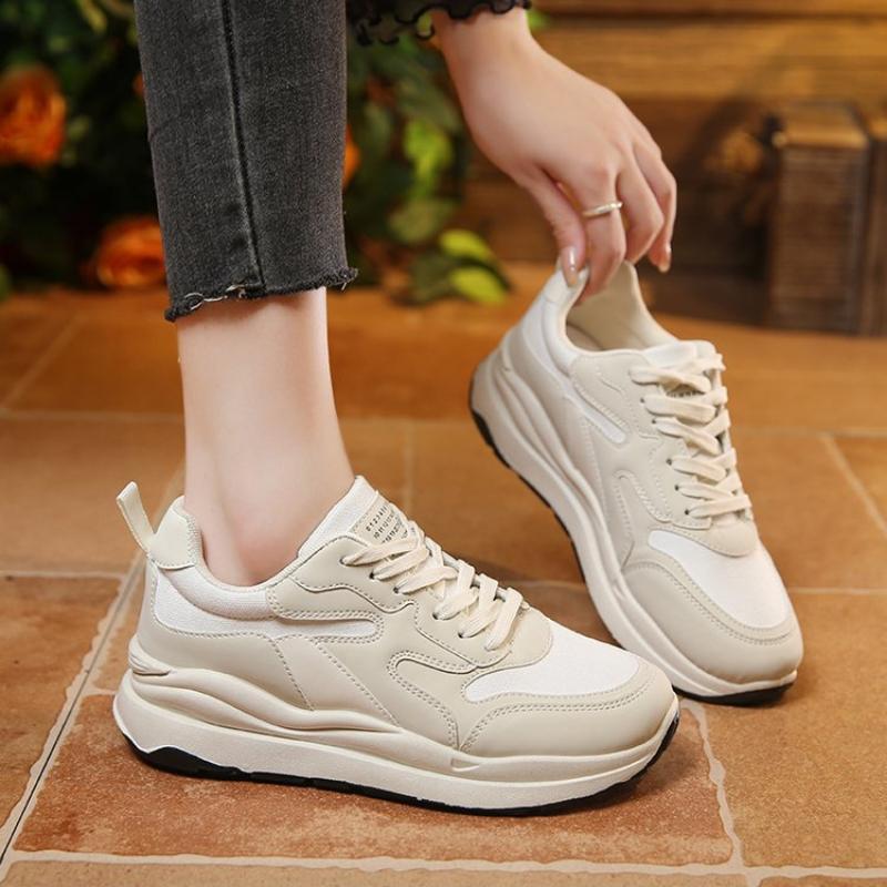 Autumn and Winter Women's Shoes, Women's Sneakers, White Sneakers, Low-top Round-toe Lace-up Casual Shoes