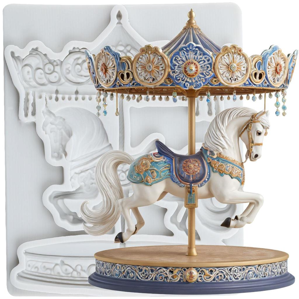 Silikonová forma na kolotoč Merry-Go-Round Formičky na fondán Nástroje na zdobení dortů Téma dortu Dezert Zdobená forma na čokoládu Cukroví
