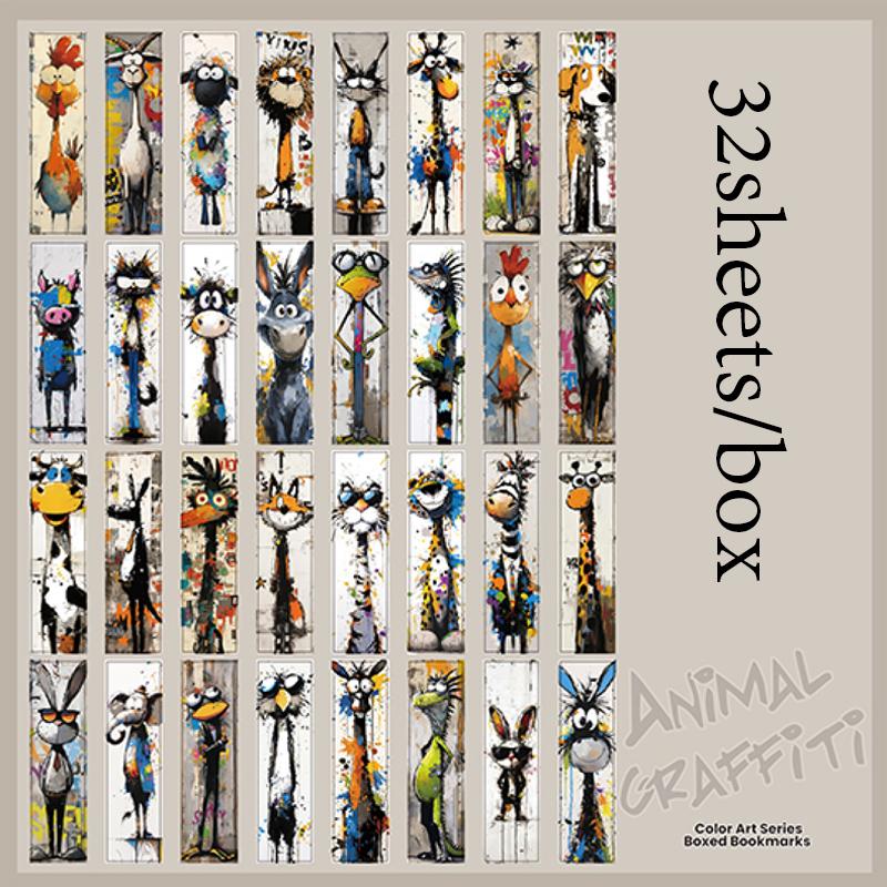 

32sheets/bag Color Art Series Bookmark Set For Reading Page Markers, Students Gift, Bible Journaling Supplies Box Packaged