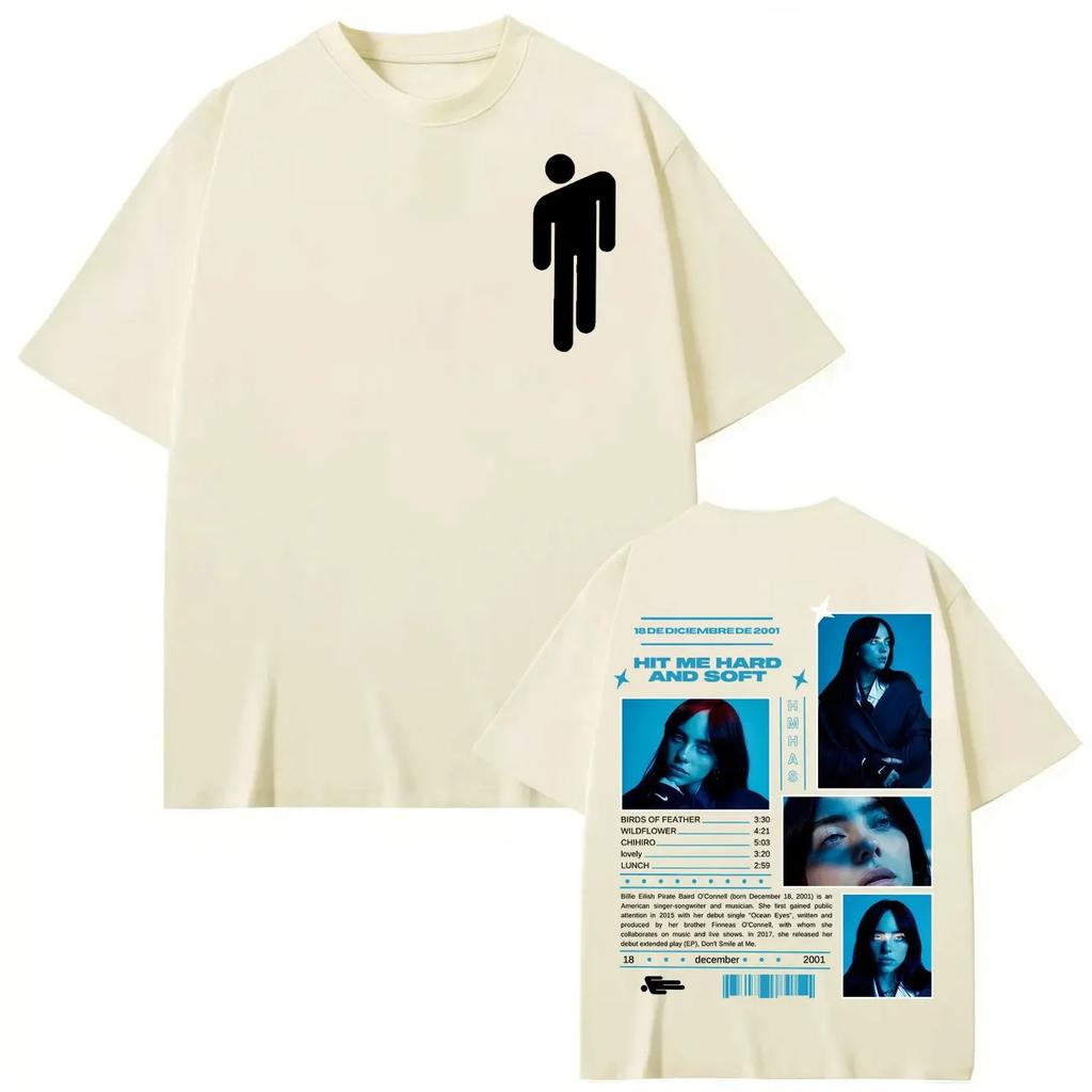 Billie Eilish Hit Me Hard and Soft Album Poster Graphic Print TShirts Men Women Fashion Cotton Tees Y2k Fashion Oversized Tops