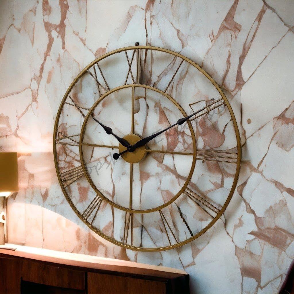 Uhr Handgefertigt Extra Große Analoge Wanduhr/Messingfarben / 30 Zoll (75 Cm'S)