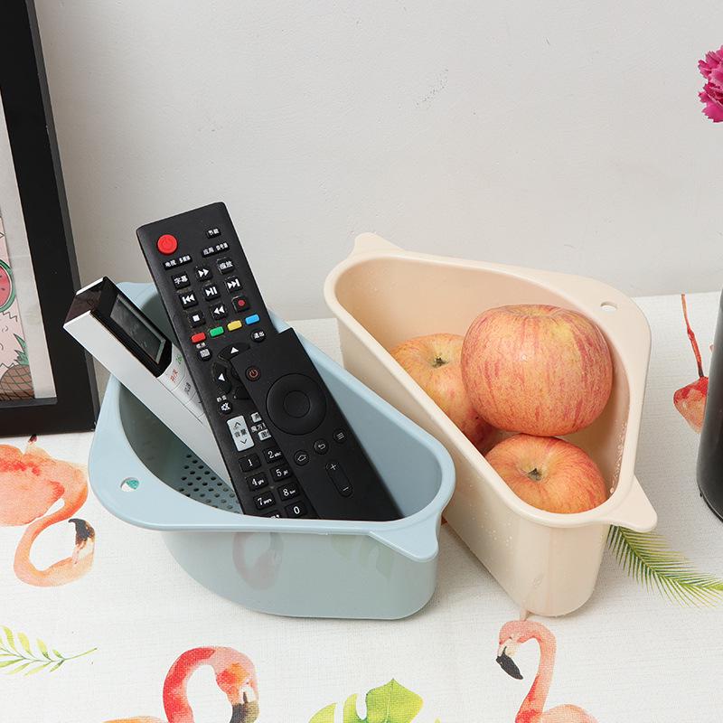 Kitchen Sink Draining Storage Basket, Triangular Plastic Storage Rack, Vegetable and Fruit Basket, Suction Cup Storage Rack