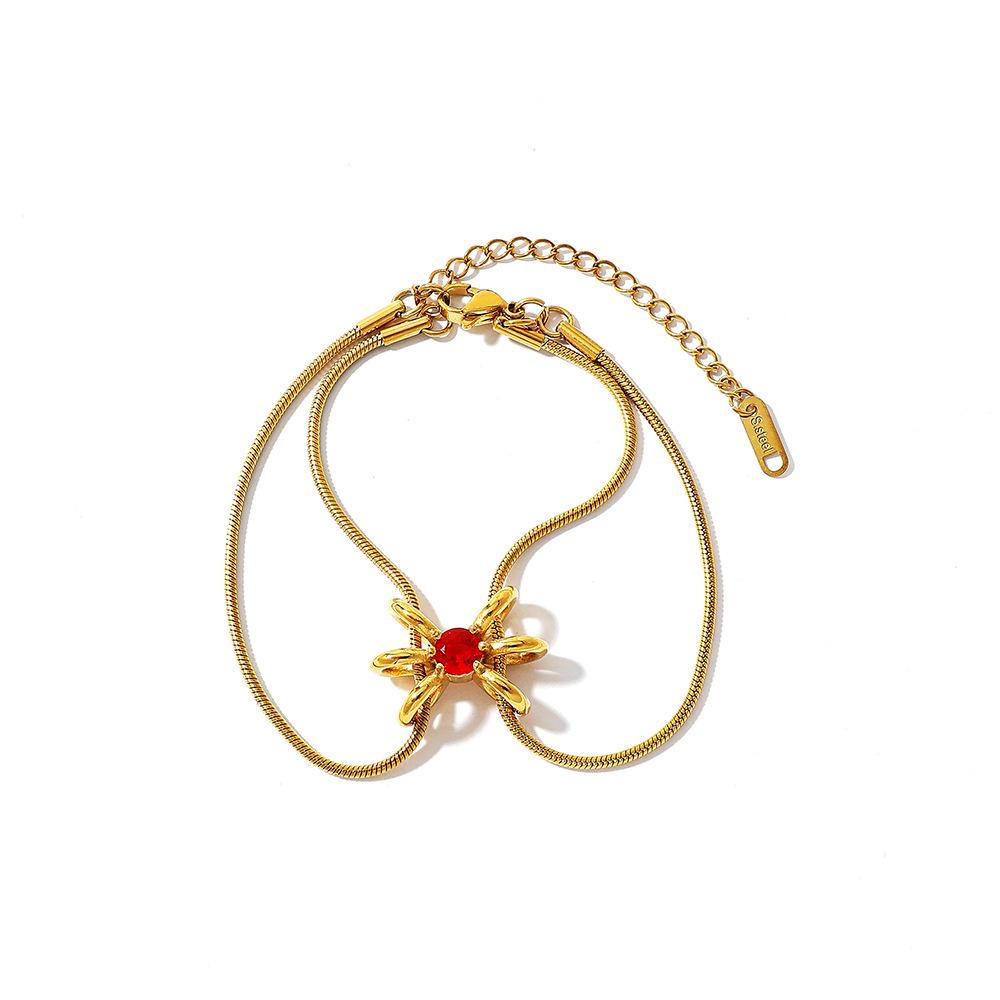 Women's Waterproof Stainless Steel & Titanium Zircon Bracelet with 18K Gold Plating - Personalized Fashion Jewelry.