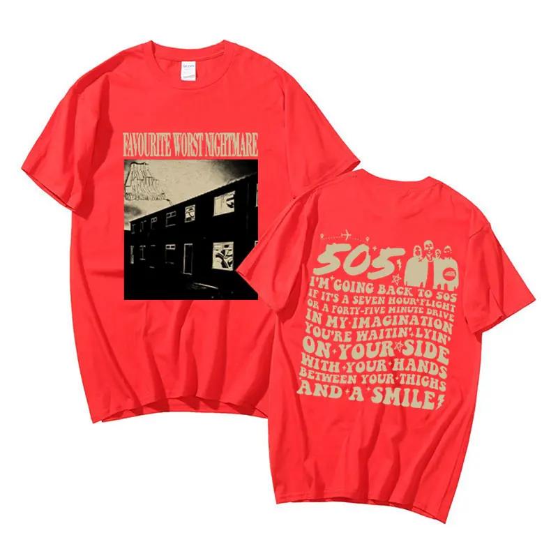 Vintage Favourite Worst Nightmare T Shirt Arctic Monkeys 505 Lyrics Print Tee Shirt for Men Women Hip Hop Punk Oversized T-shirt
