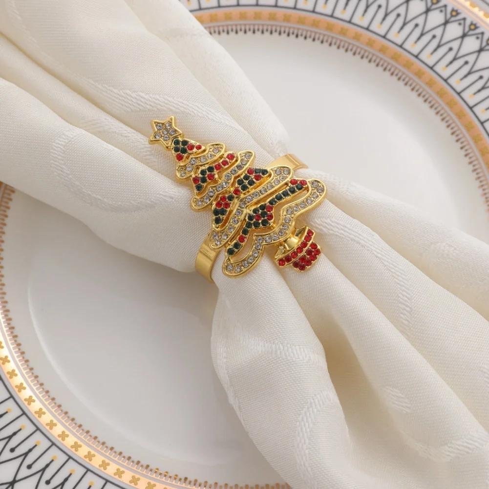 6pcs Alloy Napkin Rings For Dinner Party Wedding Birthday Christmas Table Decoration 5.6 X 3.4 Cm Elegant Design For Festive