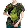 Women's Short Sleeved Patterned Pockets, Work Print Stand Up Collar, Single Breasted Protective Clothing, Cardigan Jacket, Top