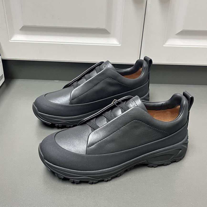 

European Station Men S Anti-Velvet Leather British Tide Elastic Band Fashion One-Pedal Lazy Platform Sneakers 39