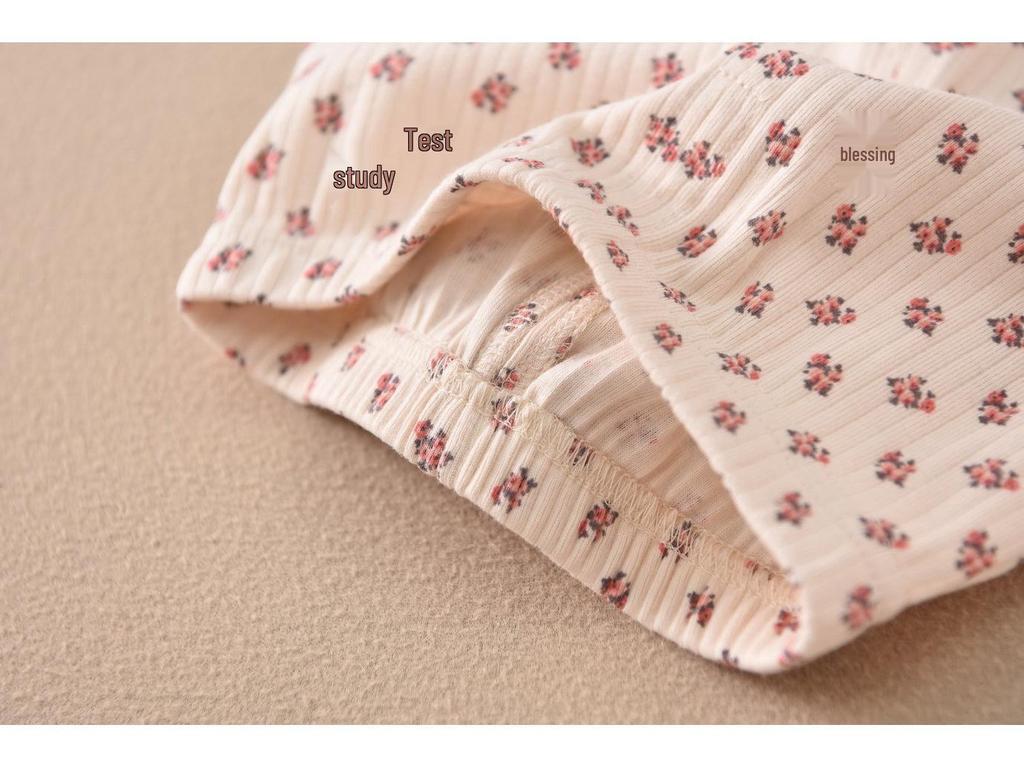 Children's Cotton Thermal Pajama Set - Long-Sleeved, Elastic, Cute, Fashionable, Versatile Autumn Wear