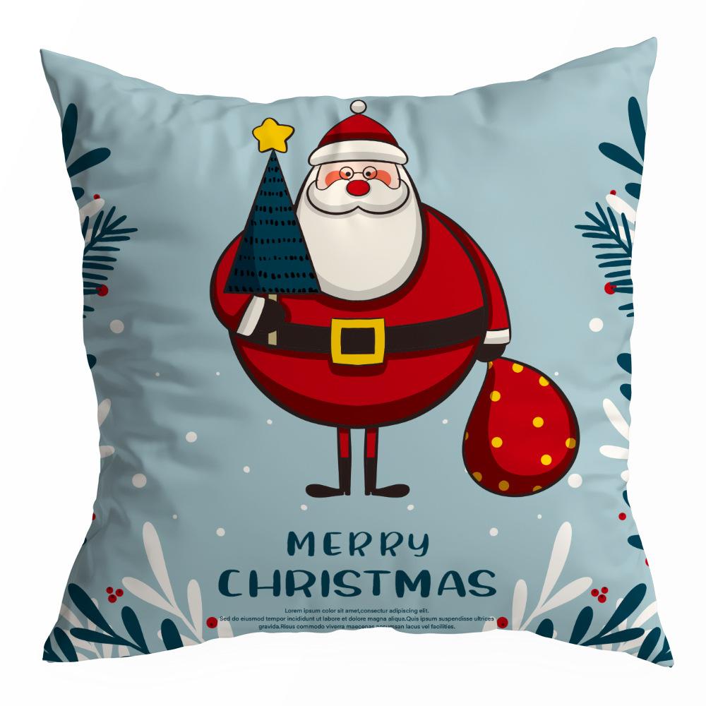 Christmas Pillowcase Cartoon Santa Claus Home Sofa Car Cushion Printed Pillowcase