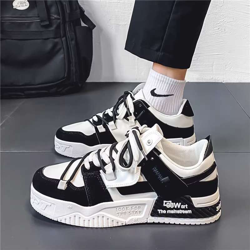 Men's Shoes Summer Breathable Board Shoes Black and White Panda Platform Soles Student Trend Sports Shoes Men's Height-increasing Casual Trendy Shoes