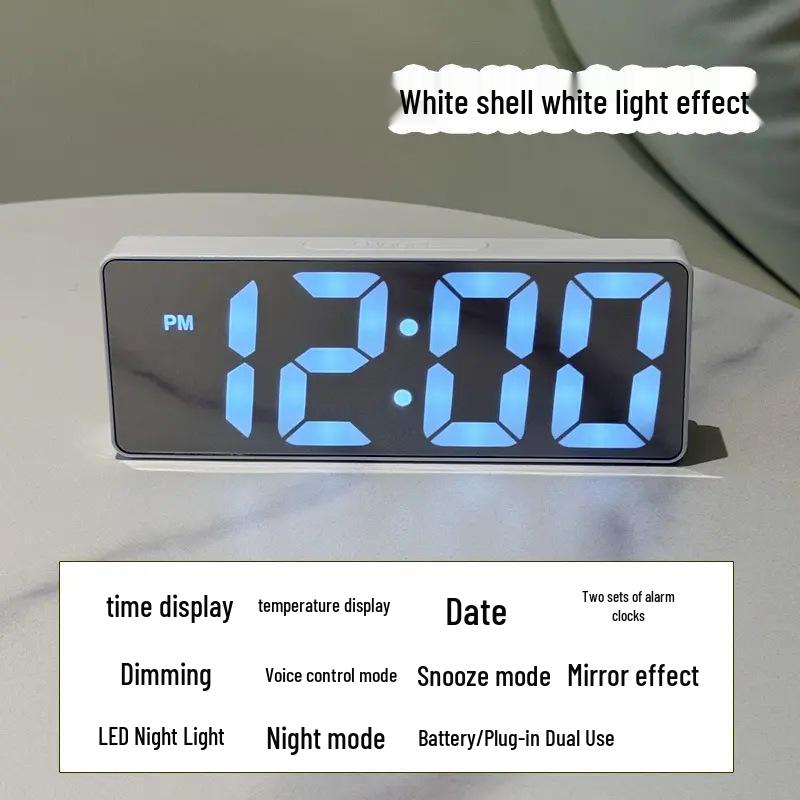 Luminous Silent Digital Table Clock with Alarm, Calendar & Temperature Display