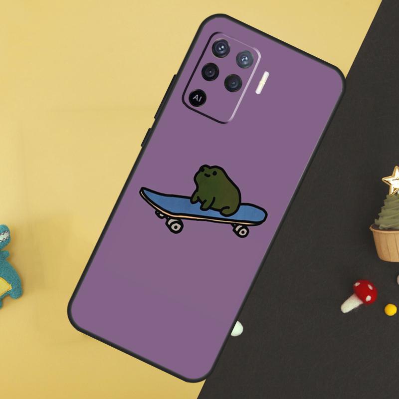 Cute Cartoon Frog Case For Oppo A5 Pro A6 A15 A16 A76 A96 A17 A57 A98 A58 A78 A18 A38 A54 A74 A94 A40 A60 A80