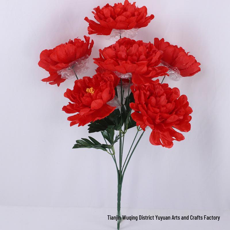 Qingming Festival Peony & Chrysanthemum Grave Decorations - Artificial Flower Ornaments for Tomb Sweeping