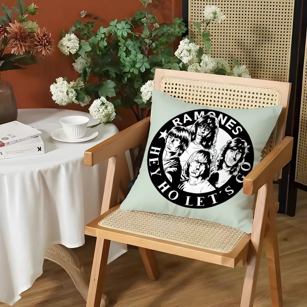 Rock RRamones Cushion Cover Silky Short Plush Invisible Zipper Dustproof Sofa Pillow Case for Home Decor