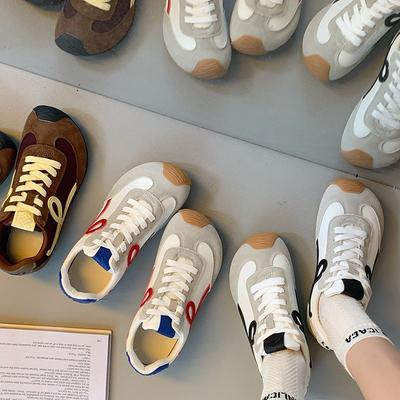 Frühling neue Yang Mi Damen Plateau Colorblocking Schnür-Freizeitsportschuhe
