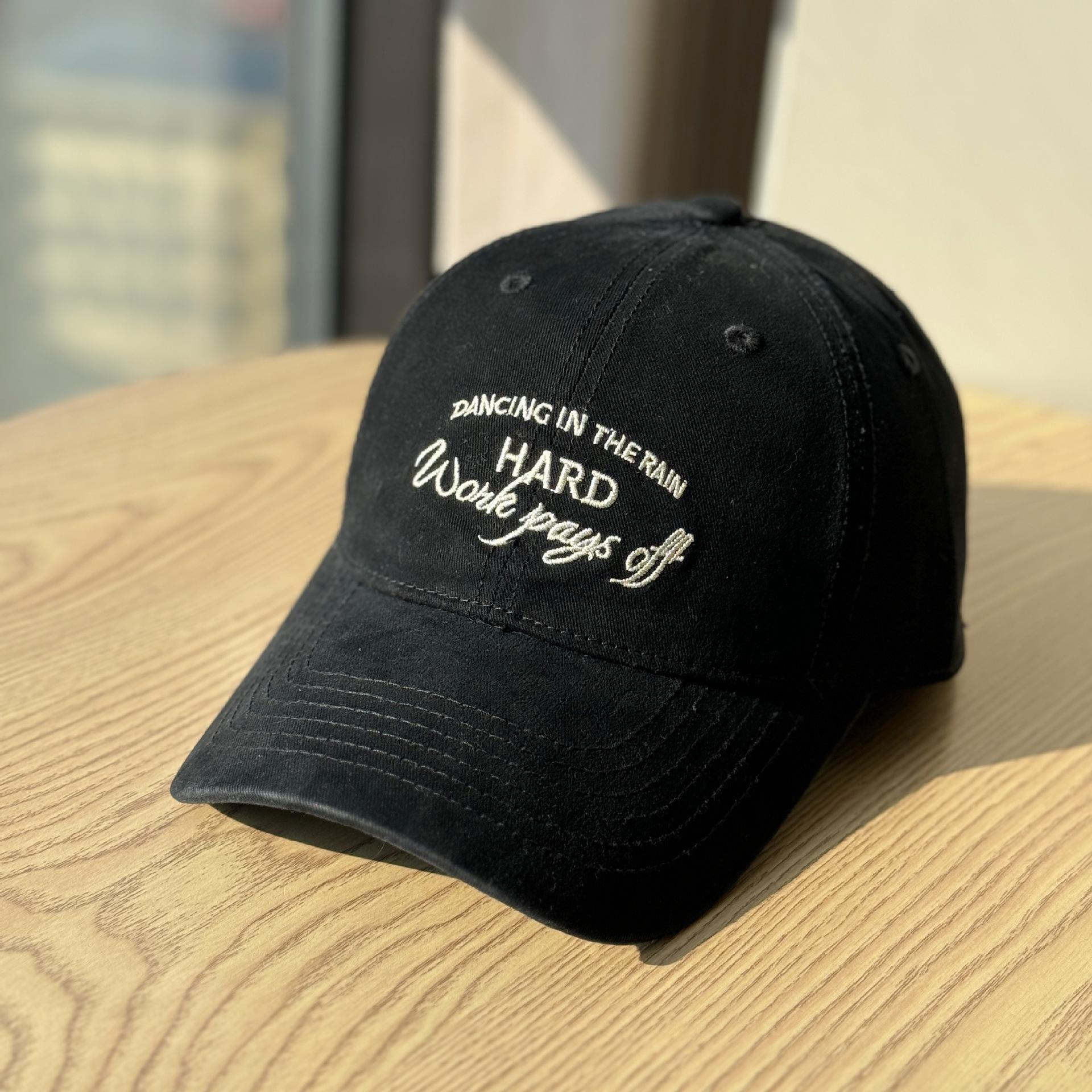 

Spring and summer new fashion embroidered letter soft-top baseball cap, face-slimming duckbill cap for men, outdoor couple s sun hat Adult54-60Adjustable чёрный