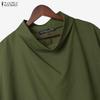 ZANZEA Women Summer Pile Collar Loose Half Sleeve Blouse