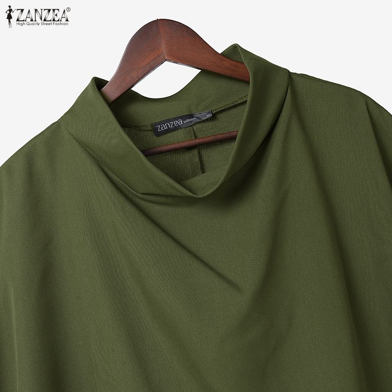 ZANZEA Women Summer Pile Collar Loose Half Sleeve Blouse