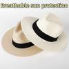 Xl Big Size 63Cm Summer Beach Woven Sun Hats Men Women Uv Sun Protection Travel Panaman Straw Hat Unisex Jazz Fedora Hat For Men