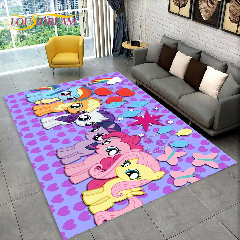 Cute 3D P-Pony Cartoon Unicorn Area Rug,Carpet Rug for Home Living Room Bedroom Sofa Doormat Decor,kids Play Non-slip Floor Mat