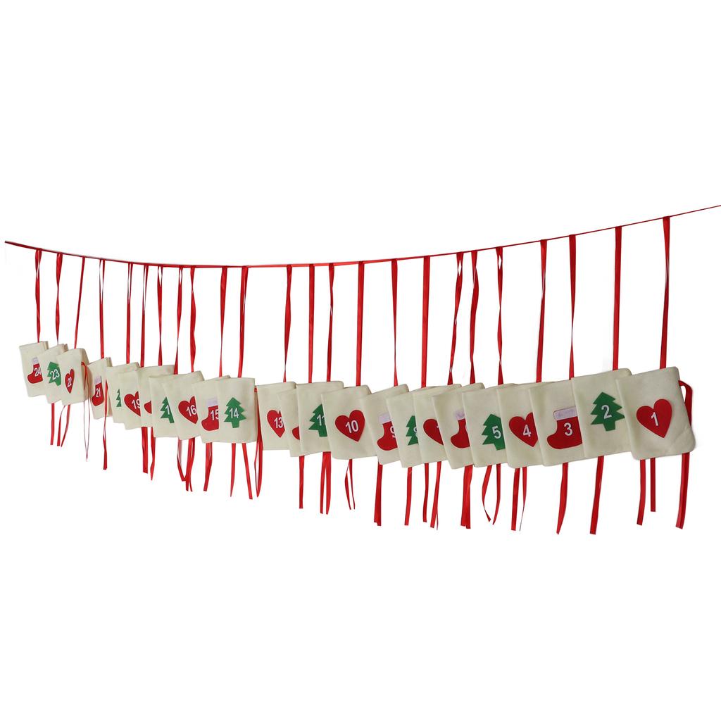 Christmas Advent Calendar Bags Hanging 24 Days Countdown Calendar Pocket for Party Celebration