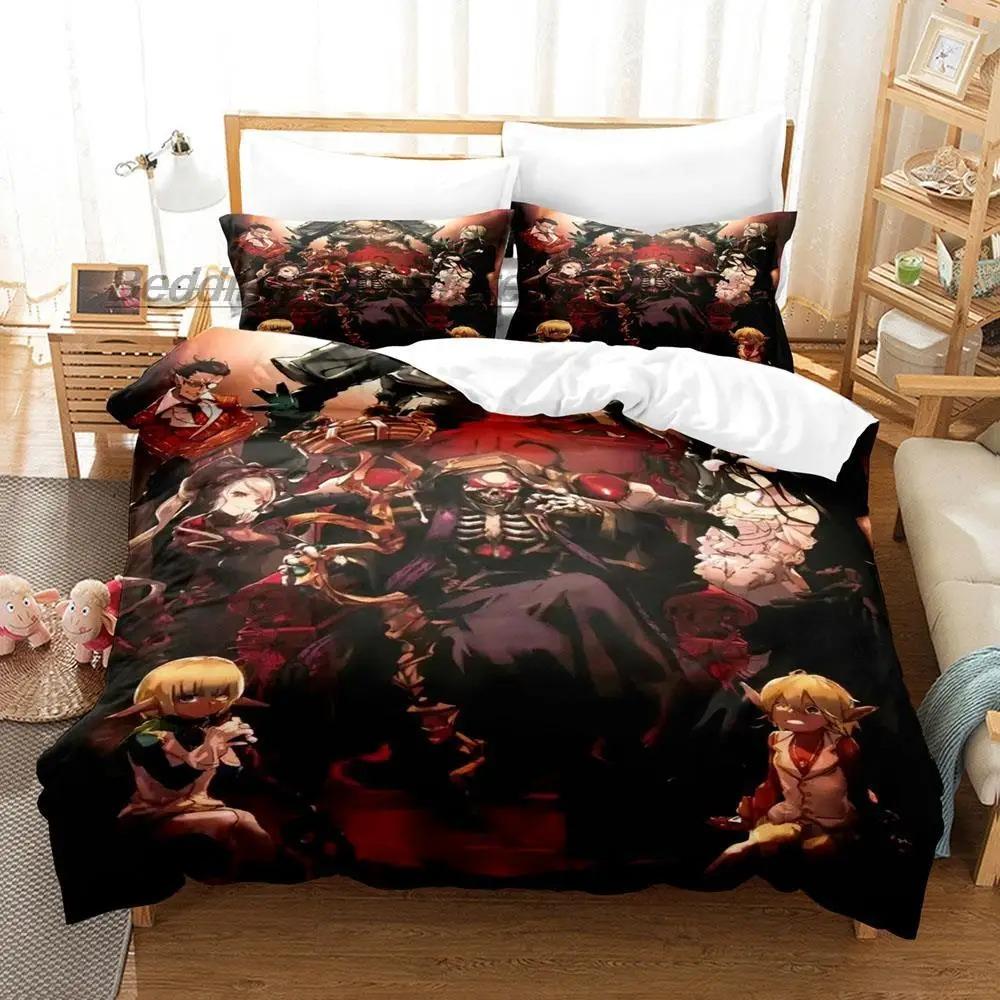 Overlord Bedding Collection Single Twin Full Queen King Size Bed Collection Aldult Kid Bedroom Duvetcover Collections 3D Print Skeleton Anime New