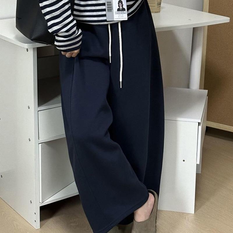 

Pants for Women Elastic High Waist Long Trousers Plus Size Slimming Thickened Stretchy Solid Colour Versatile Casual Wide Leg Pants XXXXL темно-синий