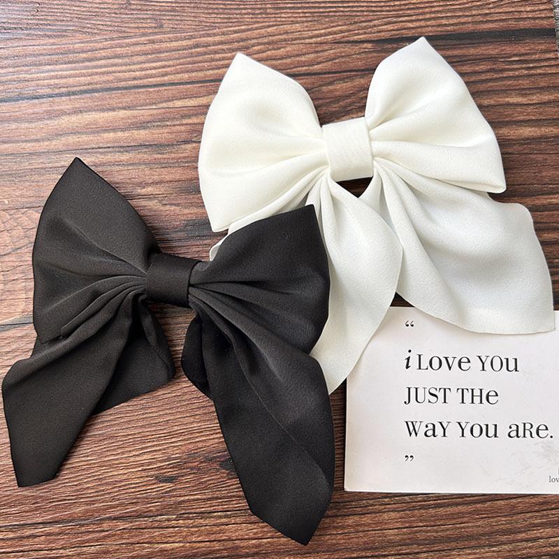 Korean Solid Color Bow Hair Clips Elegant Ribbon Hairpins Barrettes For Women Girls Headwear Baby Ornament Hair Accessories Gift