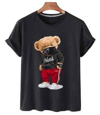 T-Shirt Unisex und WoUnisex Top Beliebtes Logo Hello Win Fashion Bear Stilvoller Casual Große Größe Cartoon Maske Bär Kurzarm Unisex
