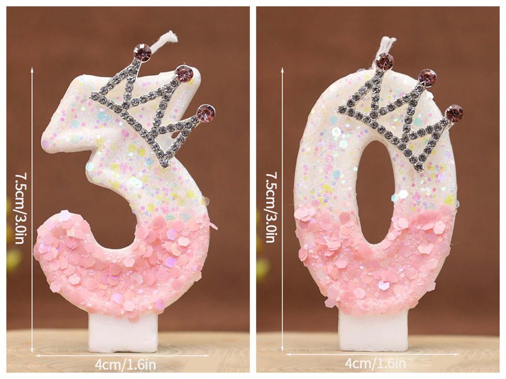 Birthday Number 0-9 Candles Crown Number Candles Happy Birthday Cake Decorated Baby Shower Insert Decor Festival Supplies